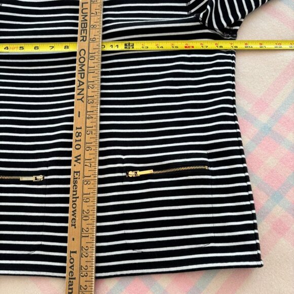 LAUREN RALPH LAUREN Black & White Reversible Striped Jacket Zip Front - Picture 7 of 8